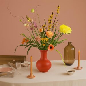 HPW 8 Inch Terracotta Earthenware Clay Flower Vase for Home